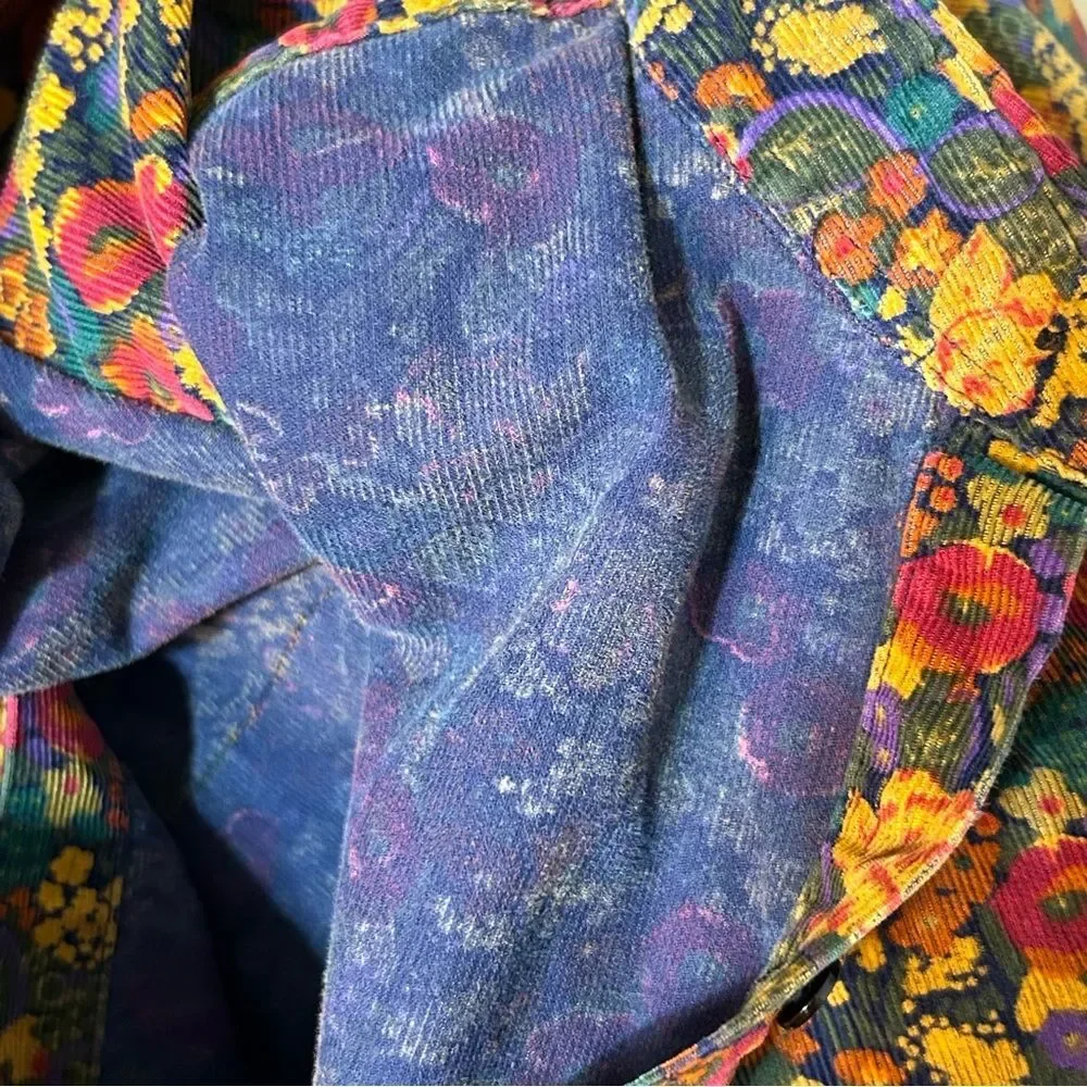 GAP | Tops | Vintage Gap Bright Floral Printed Corduroy Button Down ...